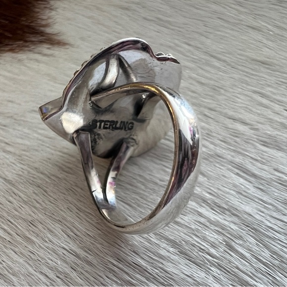 ❤️ Kingman Turquoise Decorative Statement Navajo Western Sterling Ring Sz 6.25 - Picture 9 of 16